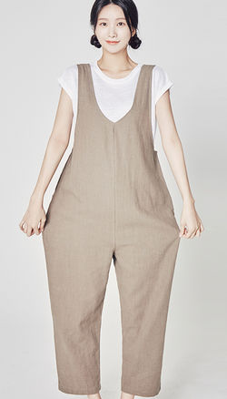 韓国ファッション通販サイト HANSSTYLE ロミリネンポケットジャンプスーツ