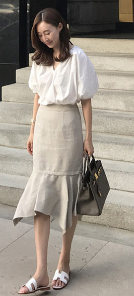 韓国ファッション　レディース　カルナブラウス