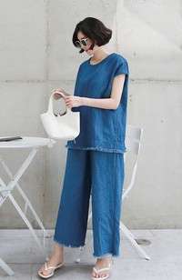 韓国ファッション　ココブラック　フォーマルデニムパンツ