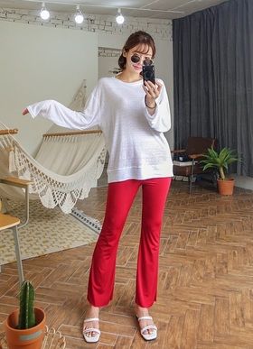 クールアイズブーツカットレギンスパンツ　ピンクシスリー