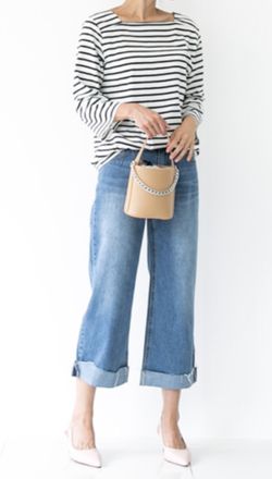 コリアンスタイル　エトレブルーム　ロールアップデニムパンツ