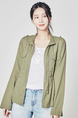 韓国ファッション レディース ハンズスタイル リネンフィールドジャケット