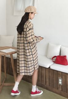 韓国ファッション通販　チェックワンピース