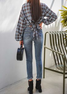 韓国ファッション通販サイト　チェックブラウス