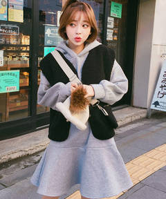 韓国ファッション通販　ワンピース　フード