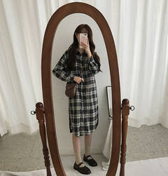 韓国ファッション通販　チェックワンピース