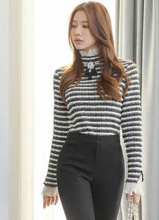 韓国ファッション通販　ブラウス　ボーダー