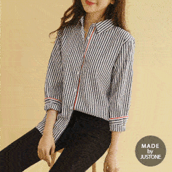 韓国ファッション　ストライプ　シャツ